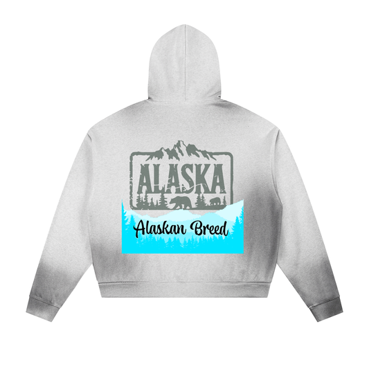 AlaskanBreedRep-Sun Fade Frayed Raw Edge Fleece Zip Hoodie