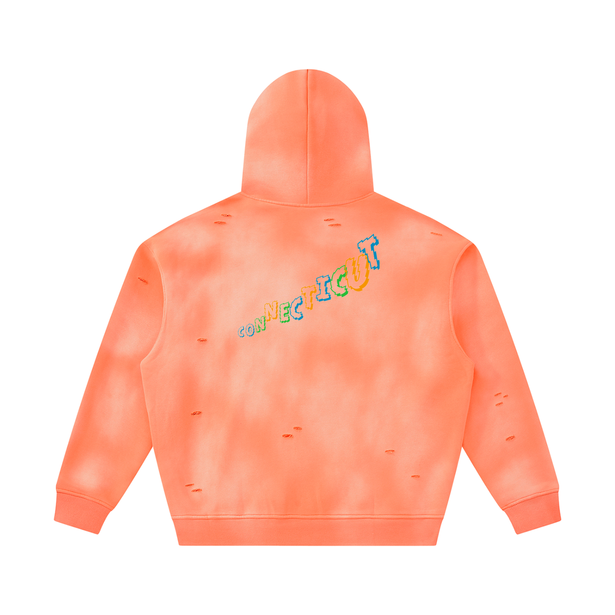 MultiColorsConnecticut-Unisex Sunfade Frayed Fleece Hoodie