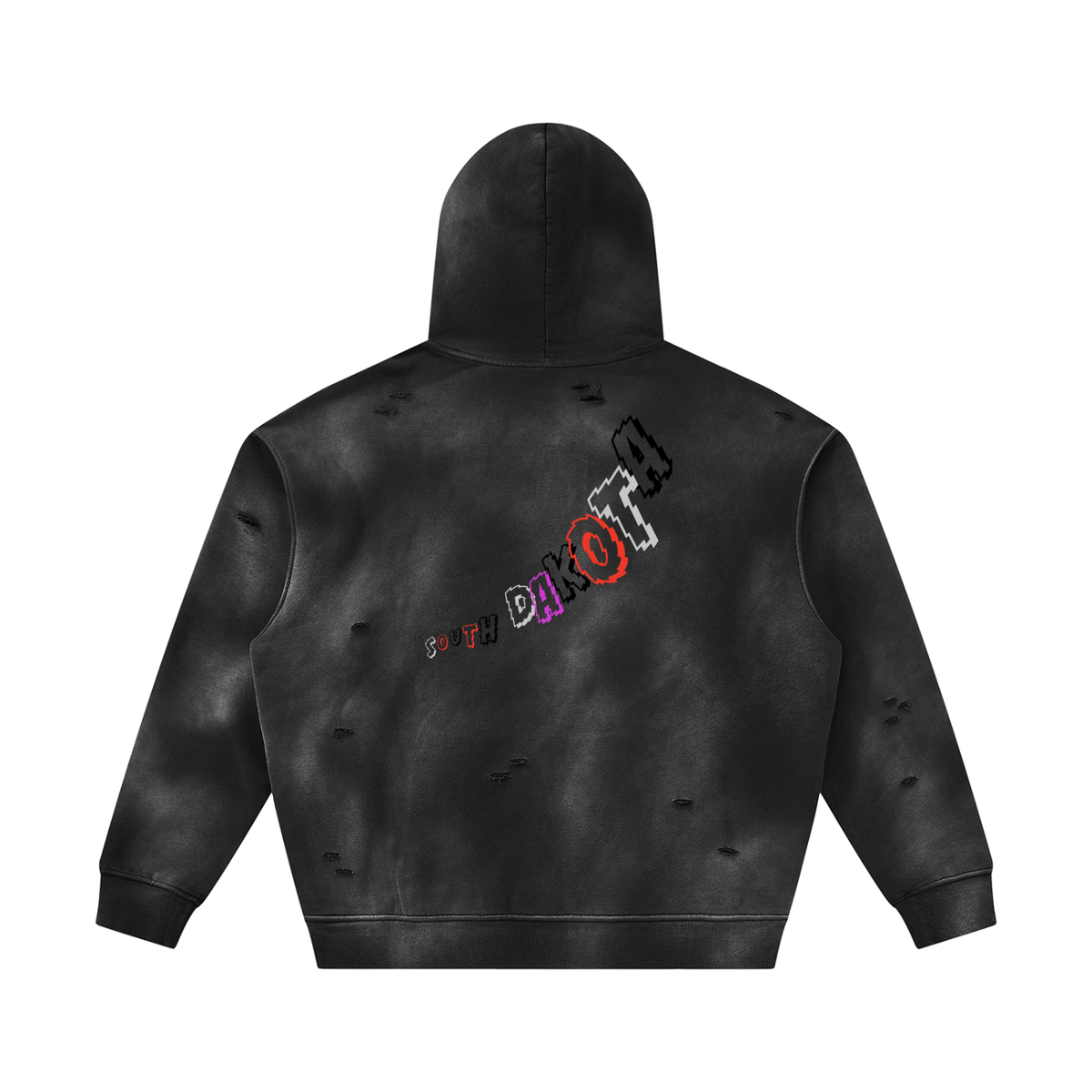 MultiColorsSouthDakota-Unisex Sunfade Frayed Fleece Hoodie