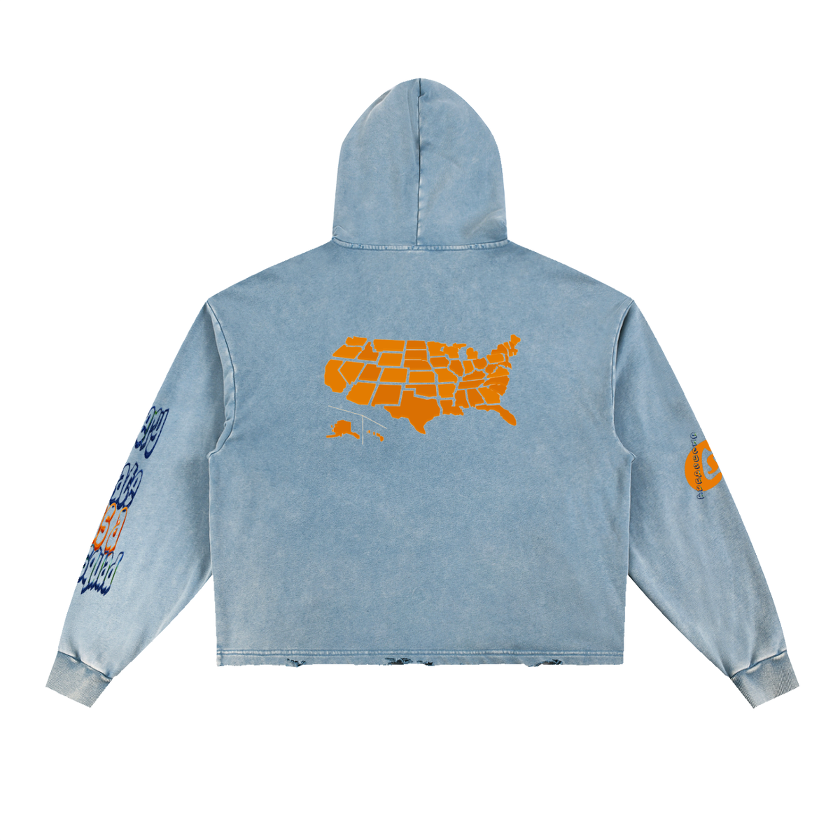 ReppinEveryCitysquad-Vintage Washed Frayed-Hem Hoodie
