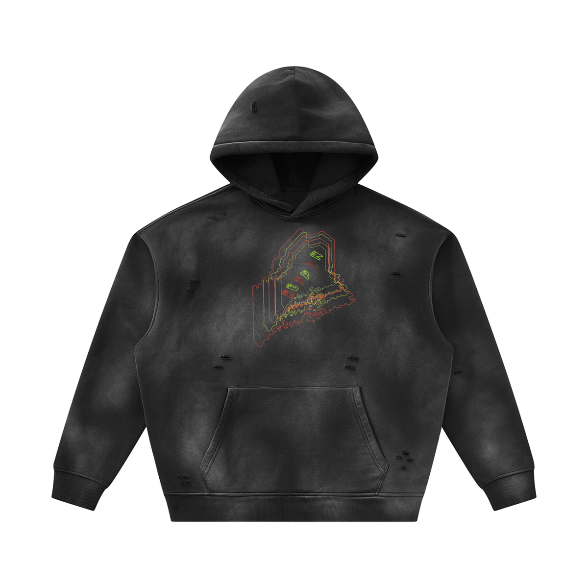 MultiColorsMaine-Unisex Sunfade Frayed Fleece Hoodie