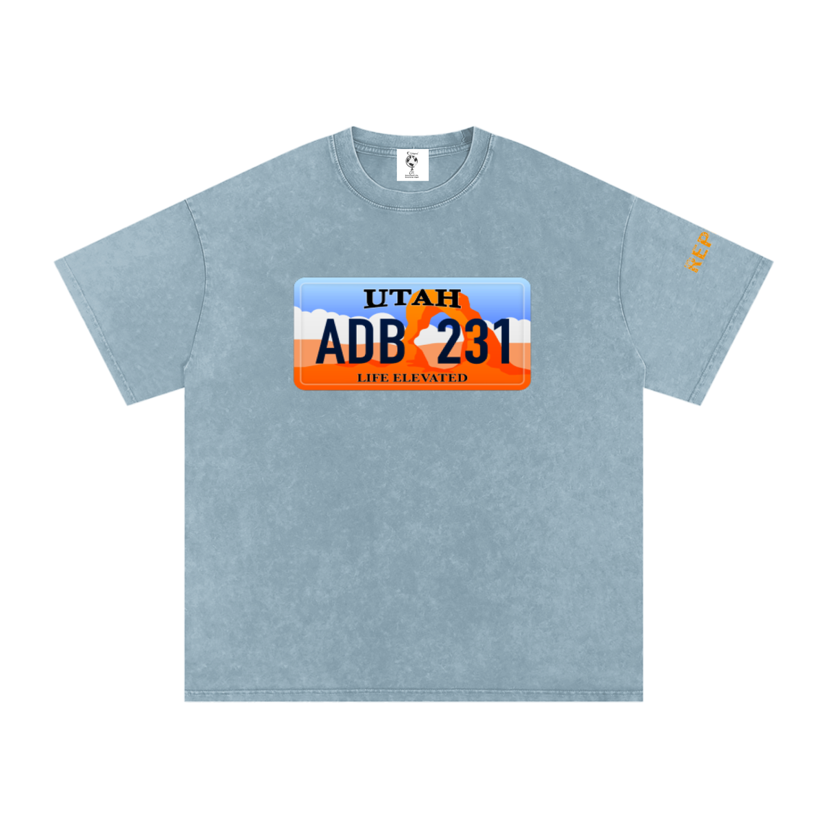 UtahReppinLicensePlate-Snow Washed Oversized Cotton T-Shirt