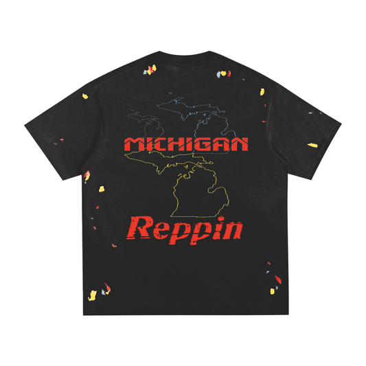 "Michigan"-Paint Splatter T-Shirt