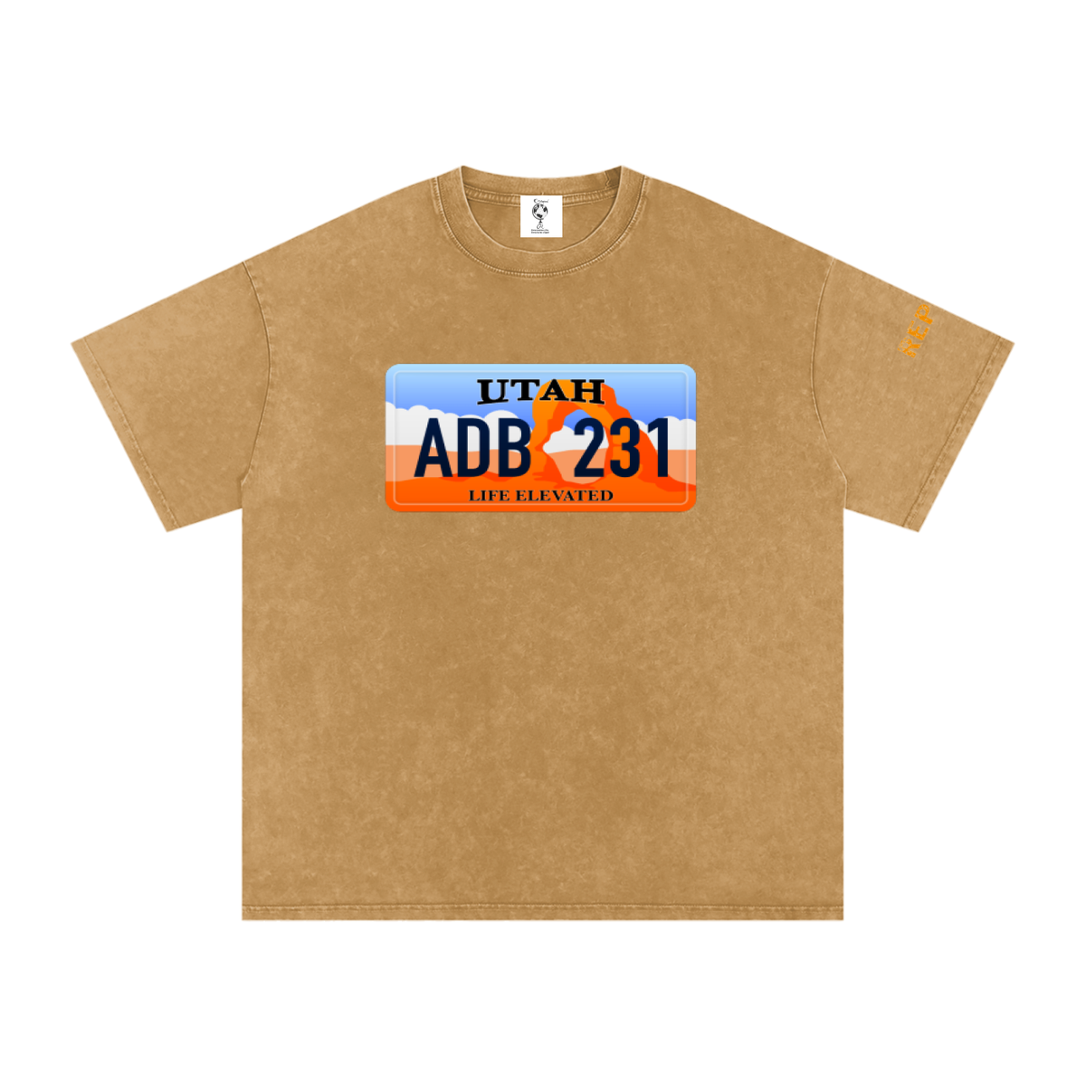 UtahReppinLicensePlate-Snow Washed Oversized Cotton T-Shirt