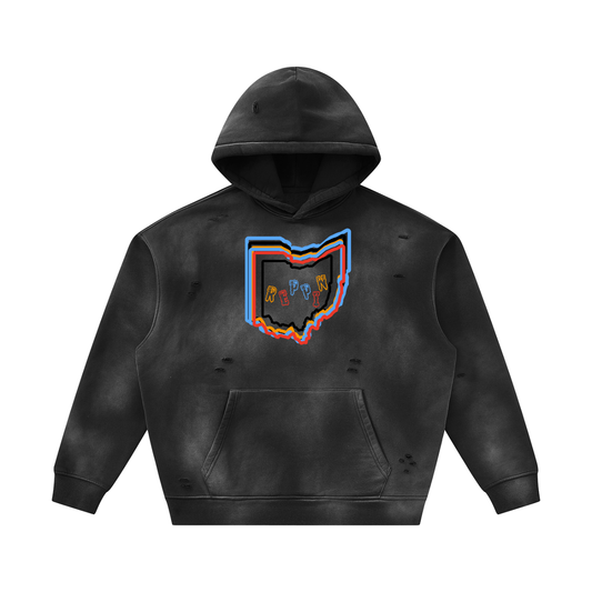 MultiColorsOhio-Unisex Sunfade Frayed Fleece Hoodie