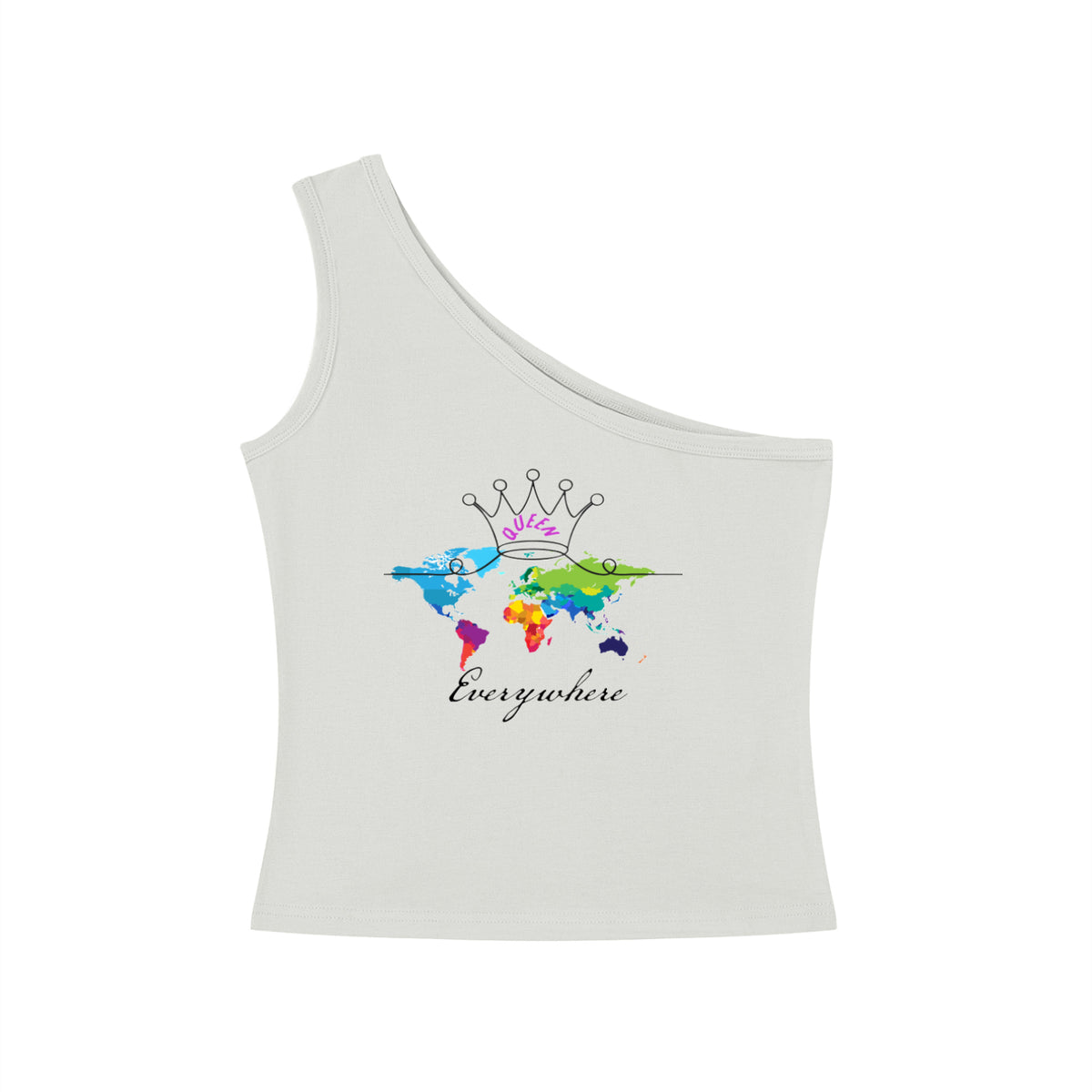 "QueenEverywhere"-Women's One-Shoulder Crop T-Shirt