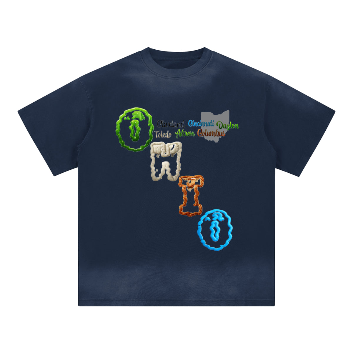Ohio area codes-Petite Crew Neck Sunfade Edge T-Shirt