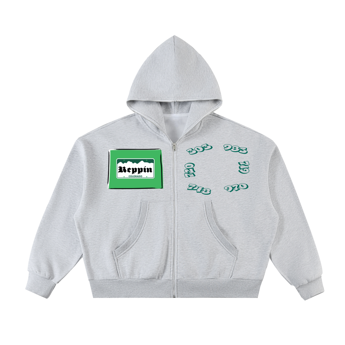 RepColorado-Fleeced Full-Zip Boxy Hoodie