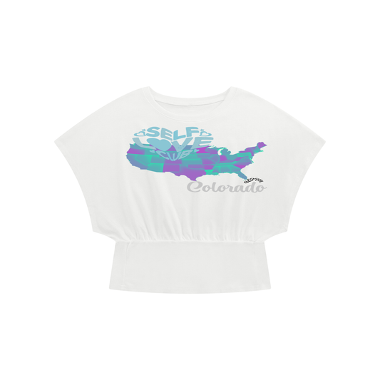 SelfLoveColorado-Women’s Crop Dolman T-Shirt