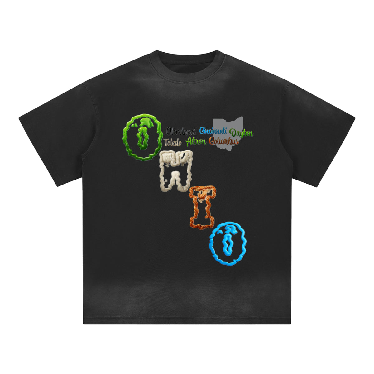Ohio area codes-Petite Crew Neck Sunfade Edge T-Shirt