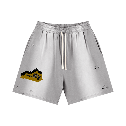 Kentucky-Sun Fade Distressed Shorts