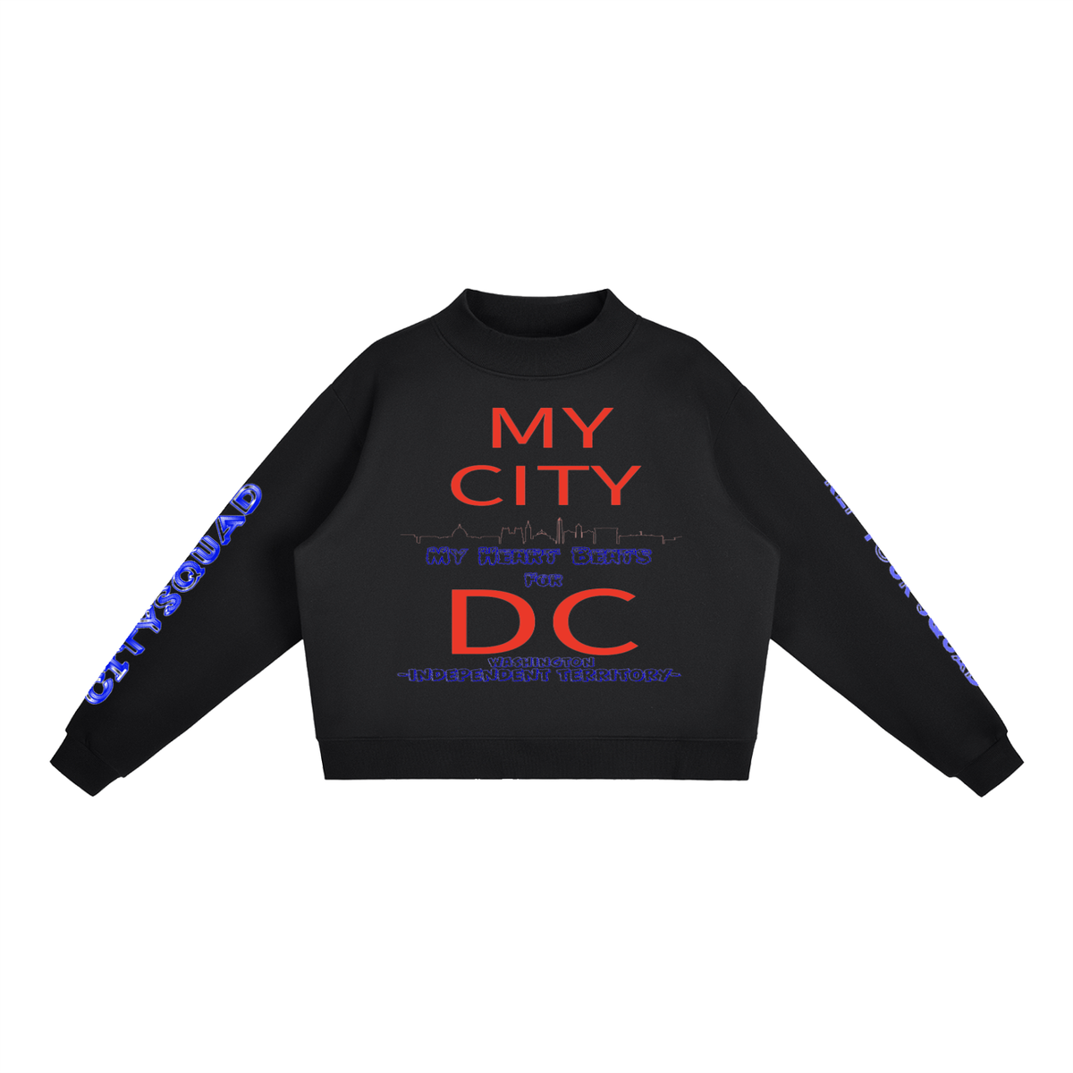 MyCityDC-Essential Fleece Mock-Neck Crew Sweatshirt