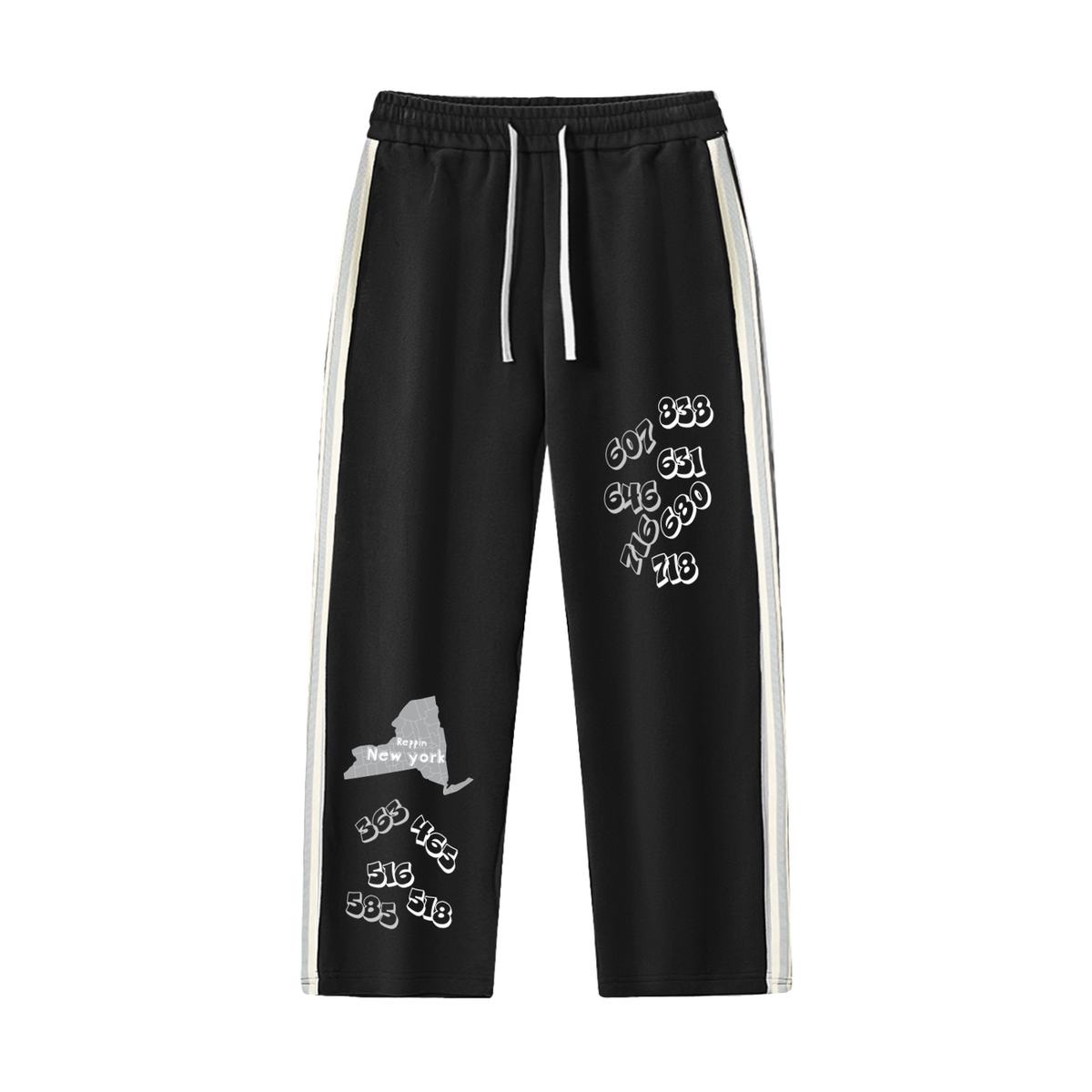 NewYorkDesign-Contrast Side-Stripe Straight-Leg  Pants
