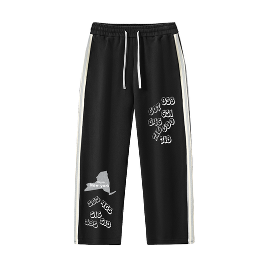NewYorkDesign-Contrast Side-Stripe Straight-Leg  Pants
