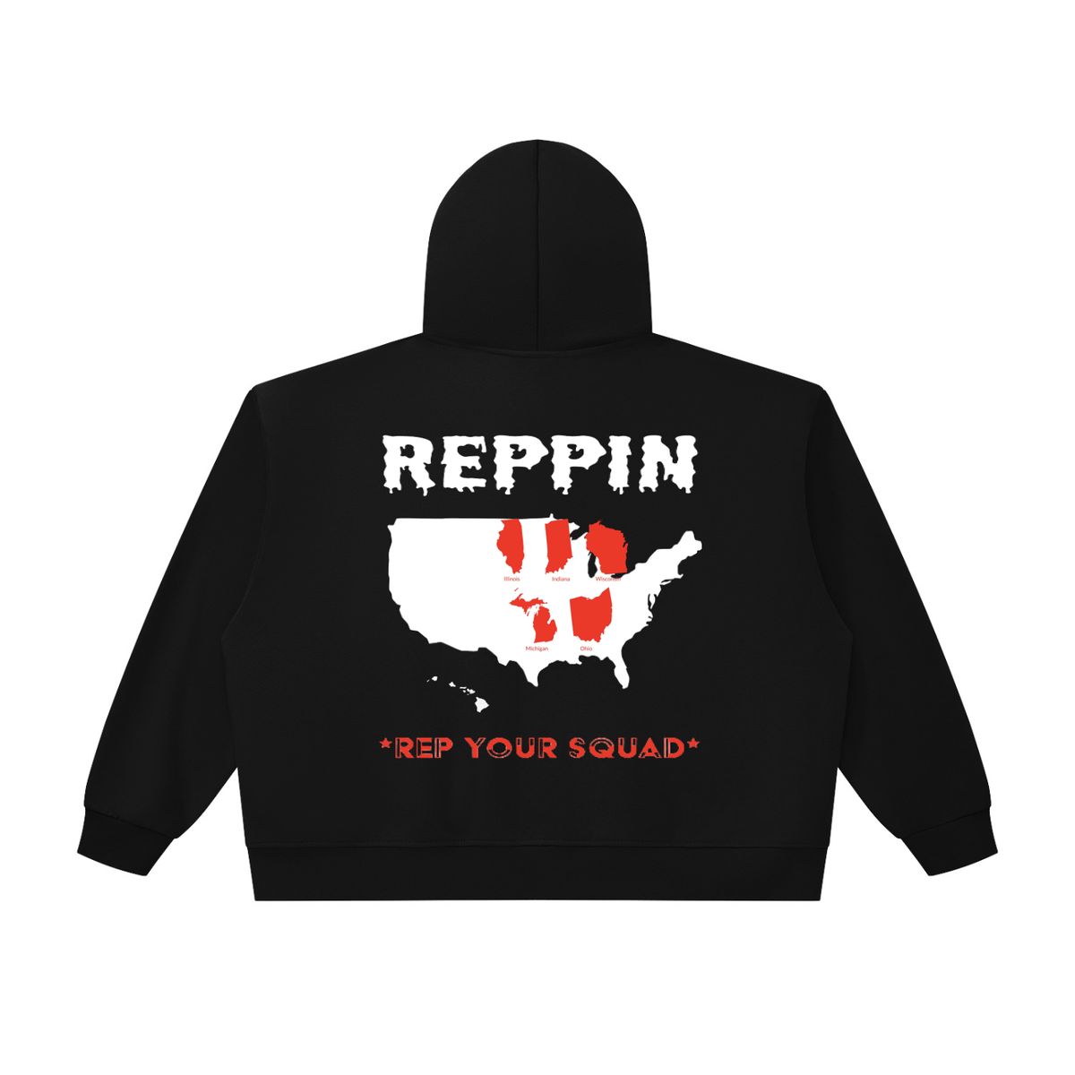 ReppinMidwest-Unisex Oversized Chunky-Zip Boxy Hoodie