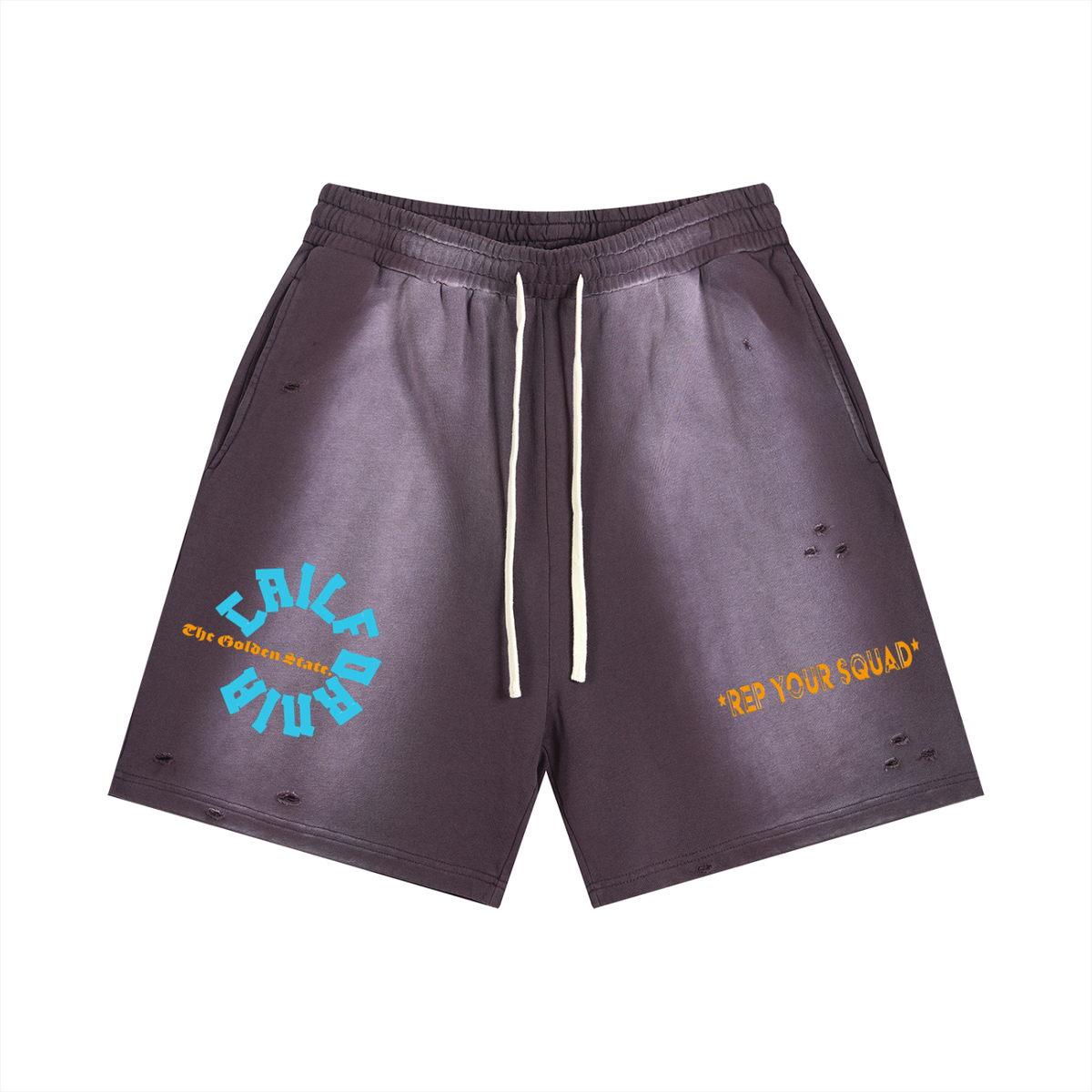 CaliforniaTheGoldenState-Sun Fade Distressed Shorts