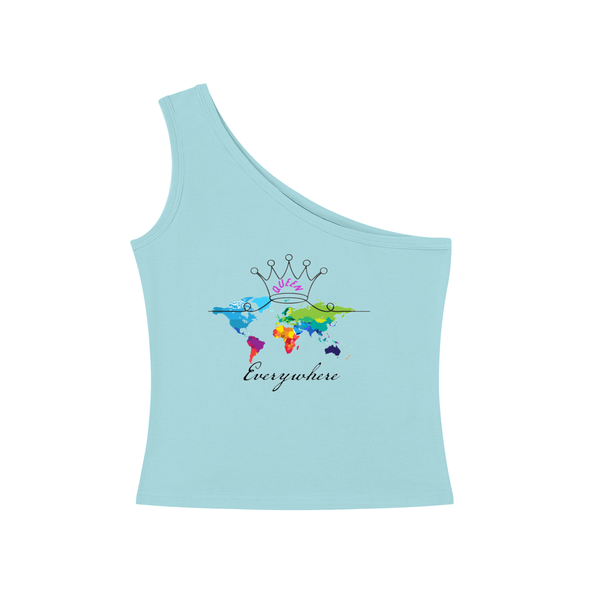 "QueenEverywhere"-Women's One-Shoulder Crop T-Shirt