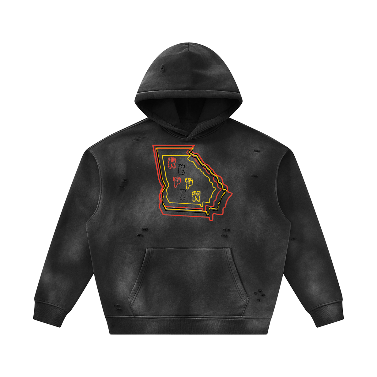 MultiColorsGeorgia-Unisex Sunfade Frayed Fleece Hoodie
