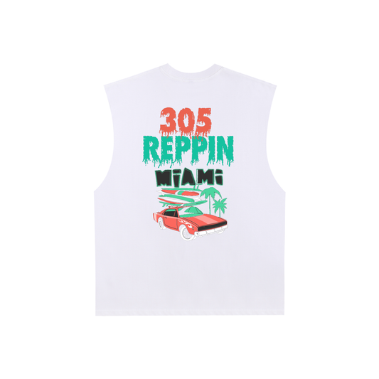 Reppin MIA 305-Raw Edge Cotton Tank Top