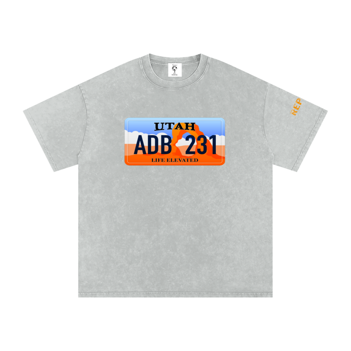 UtahReppinLicensePlate-Snow Washed Oversized Cotton T-Shirt