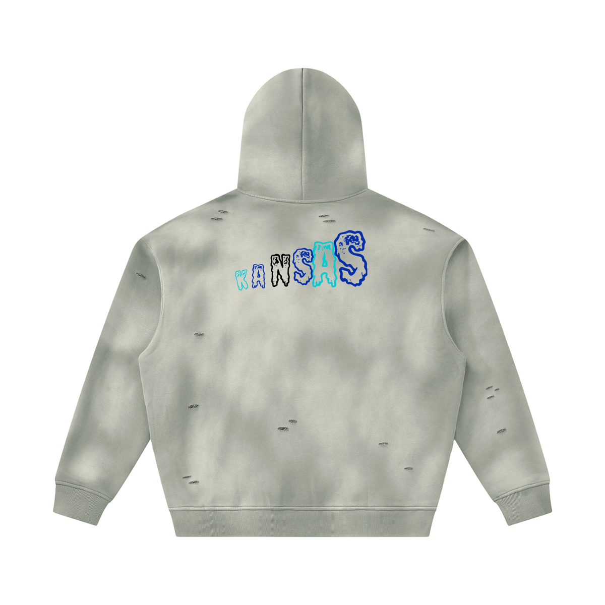 MultiColorsKansas-Unisex Sunfade Frayed Fleece Hoodie