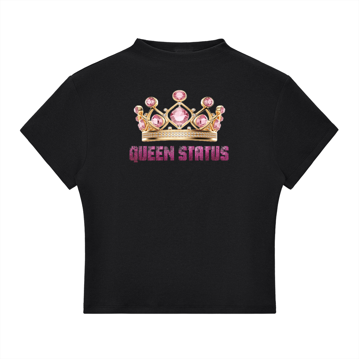 "QueenStatus w/Crown" Essential Slim Fit Mock Neck T-Shirt