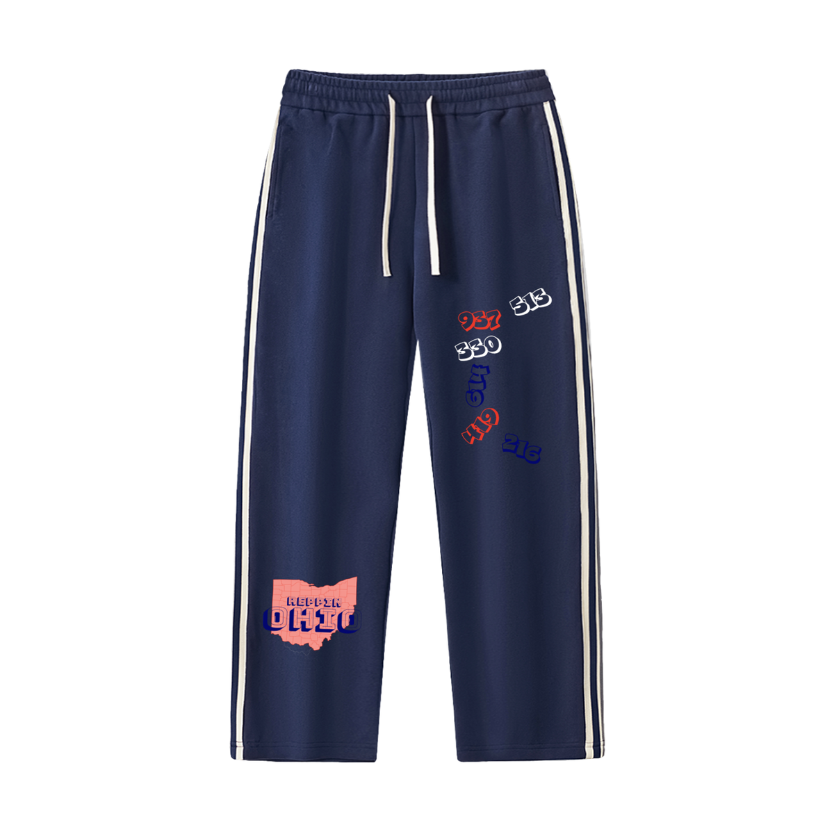 OhioDesigns-Contrast Side-Stripe Straight-Leg  Pants