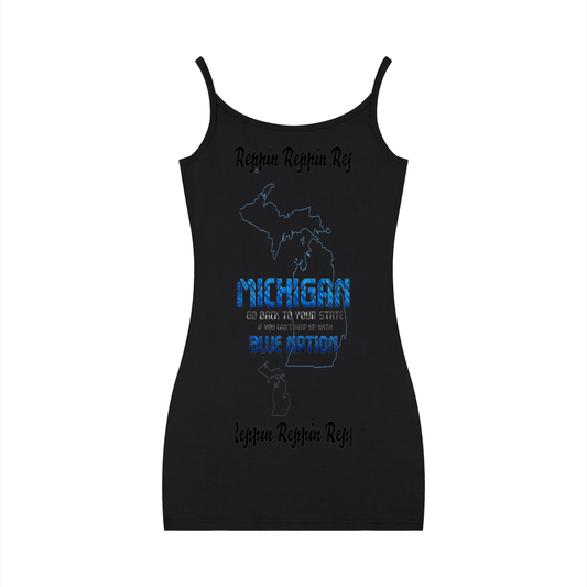 MichiganBlueNation-Women's Solid Tight Sleeveless Dress
