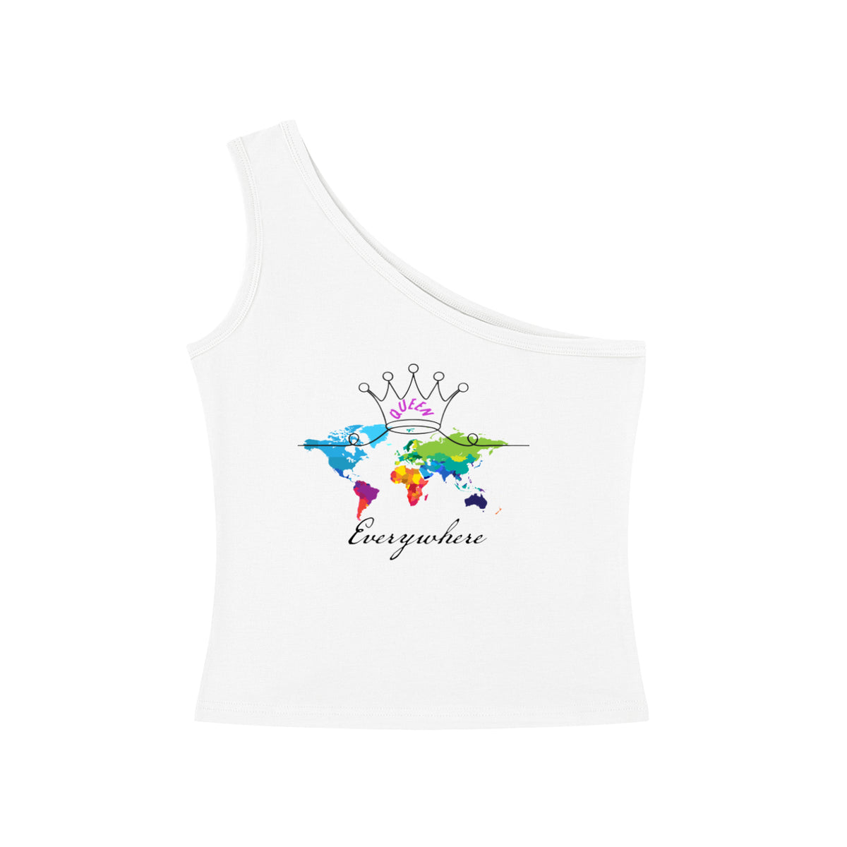 "QueenEverywhere"-Women's One-Shoulder Crop T-Shirt