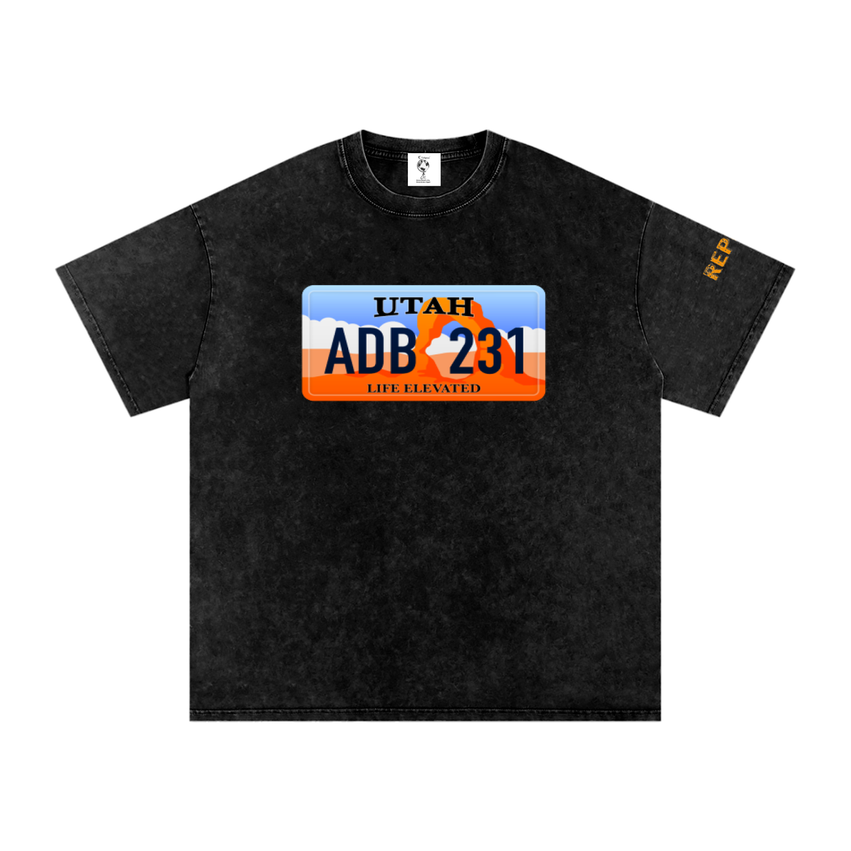 UtahReppinLicensePlate-Snow Washed Oversized Cotton T-Shirt