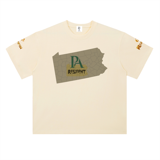 PennsylvaniaResidentCSQReppin-Heavyweight Drop Shoulder Cotton T-Shirt