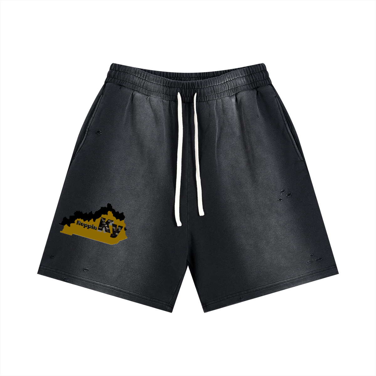 Kentucky-Sun Fade Distressed Shorts