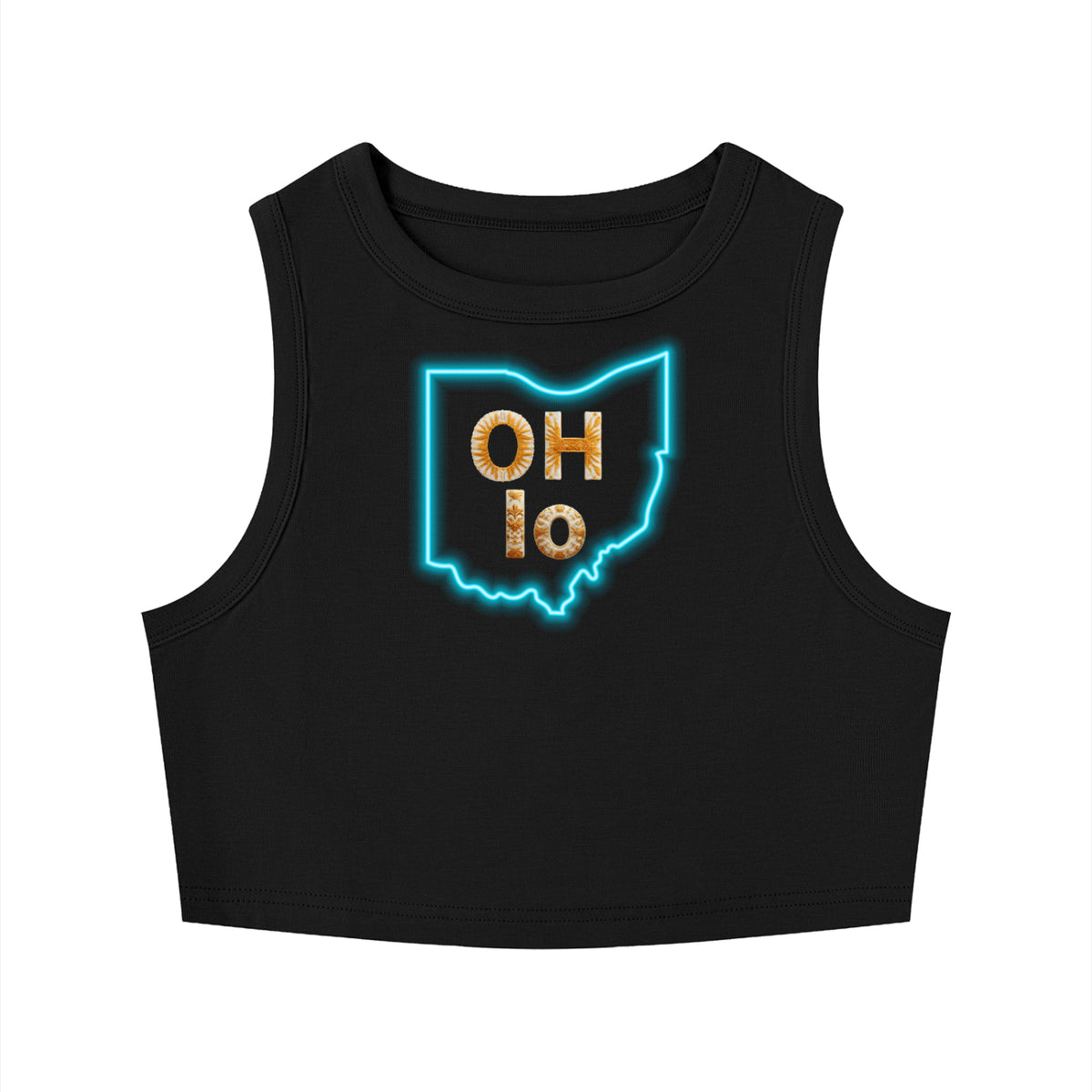 "Ohio"-Women's Tight Crewneck Crop Tank Top