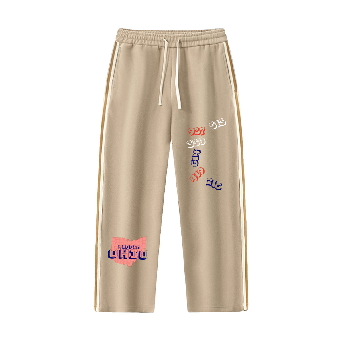 OhioDesigns-Contrast Side-Stripe Straight-Leg  Pants