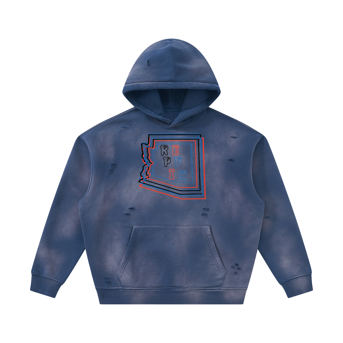 MultiColorsArizona-Unisex Sunfade Frayed Fleece Hoodie