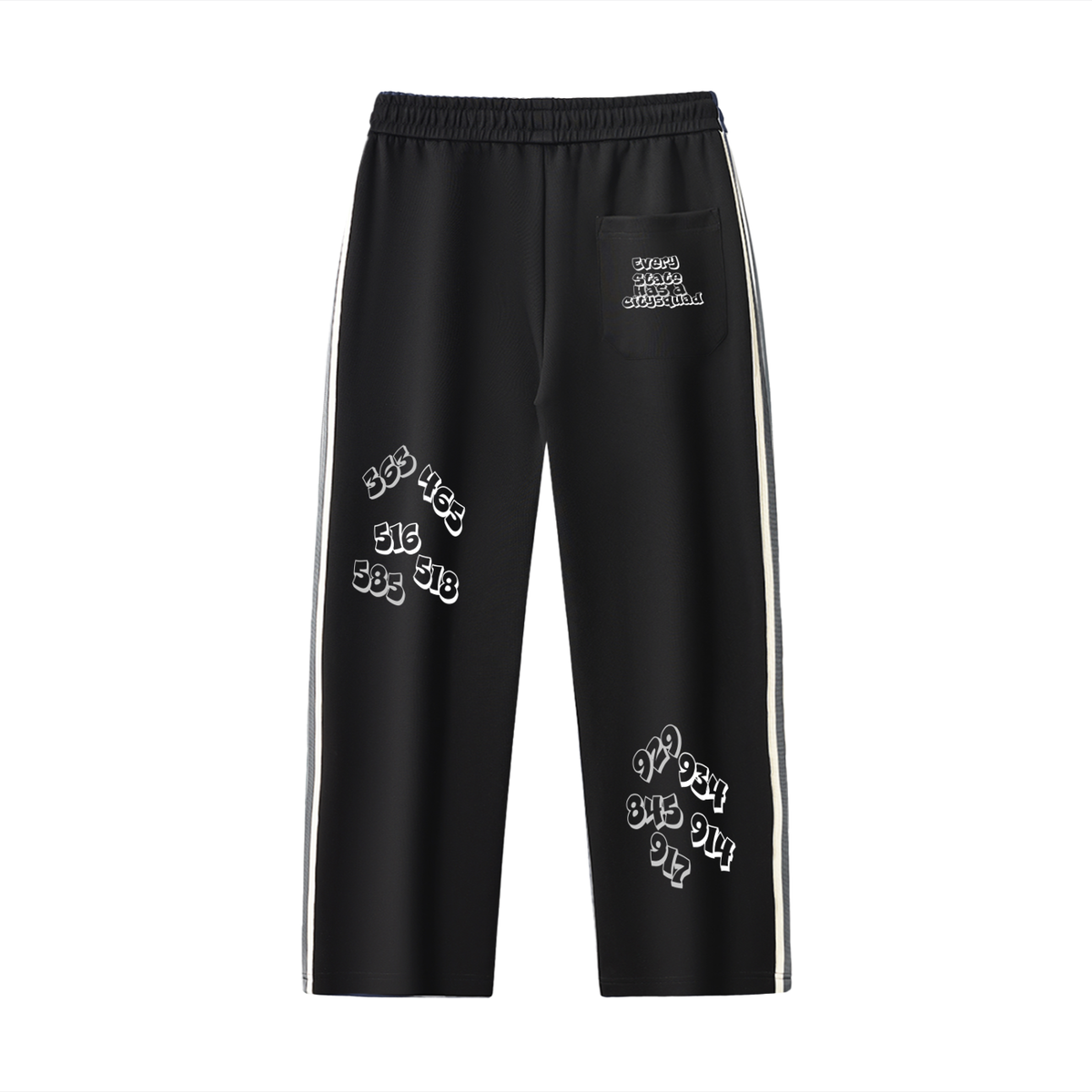 NewYorkDesign-Contrast Side-Stripe Straight-Leg  Pants