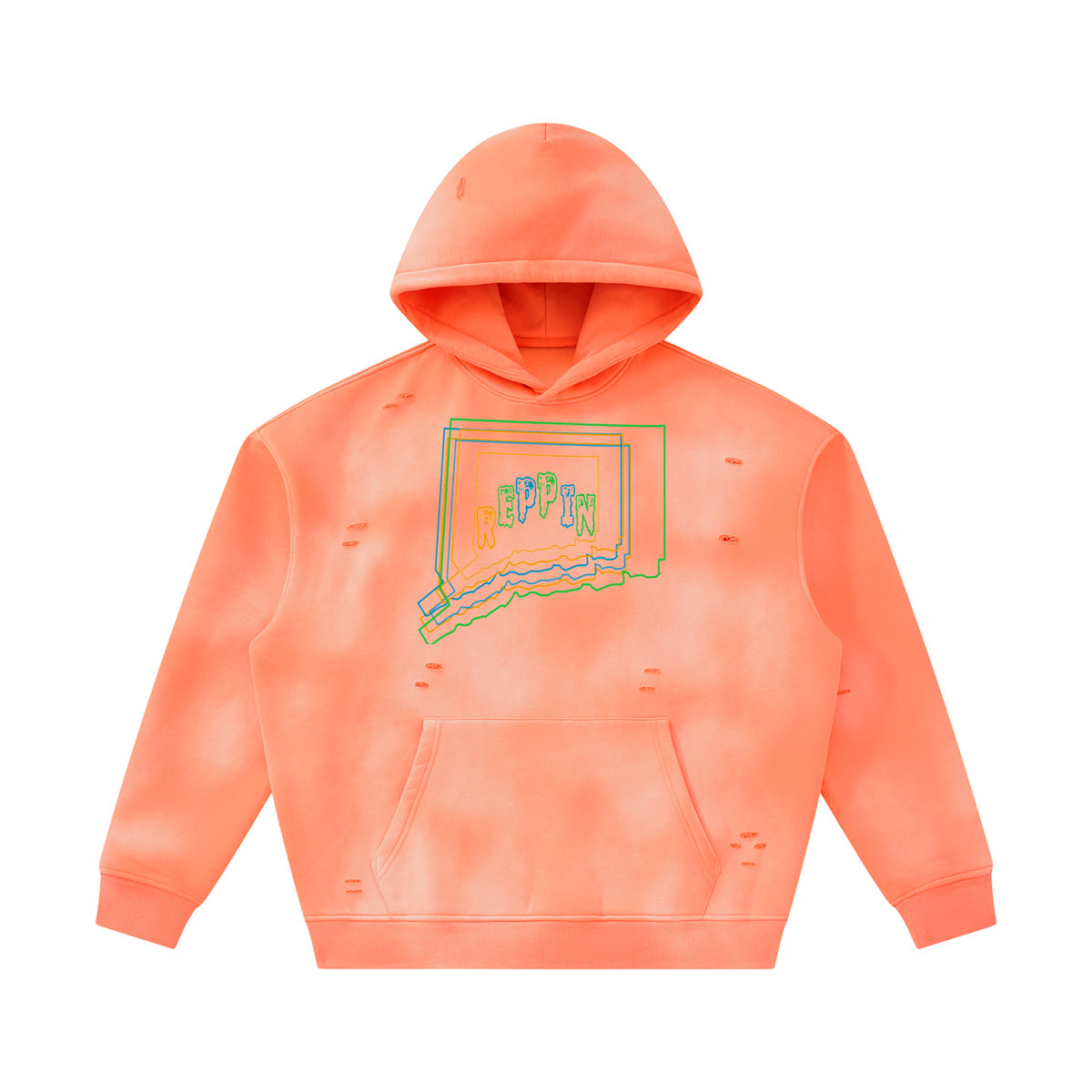 MultiColorsConnecticut-Unisex Sunfade Frayed Fleece Hoodie