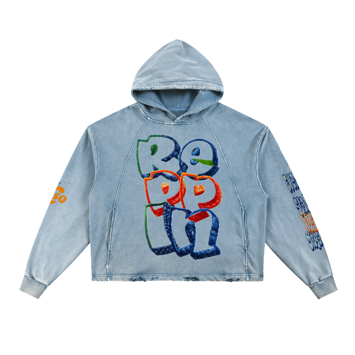 ReppinEveryCitysquad-Vintage Washed Frayed-Hem Hoodie