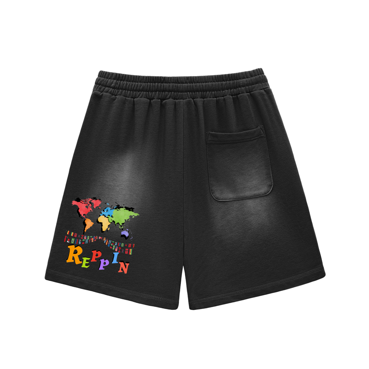 Rep the world-Sun Fade Raw Edge Cotton Shorts