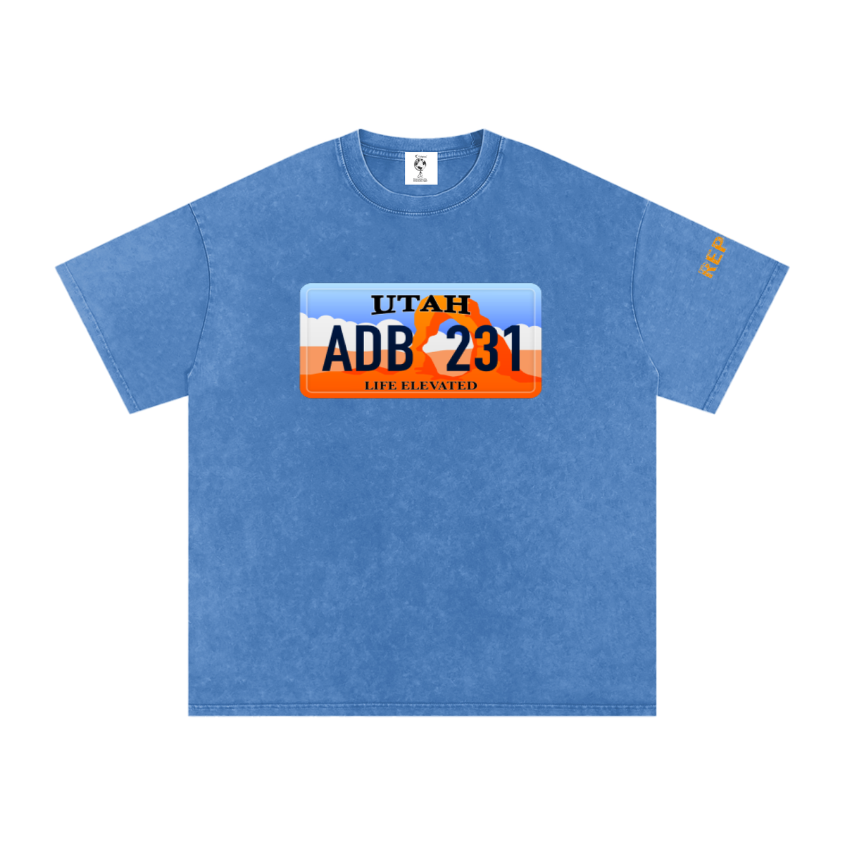 UtahReppinLicensePlate-Snow Washed Oversized Cotton T-Shirt
