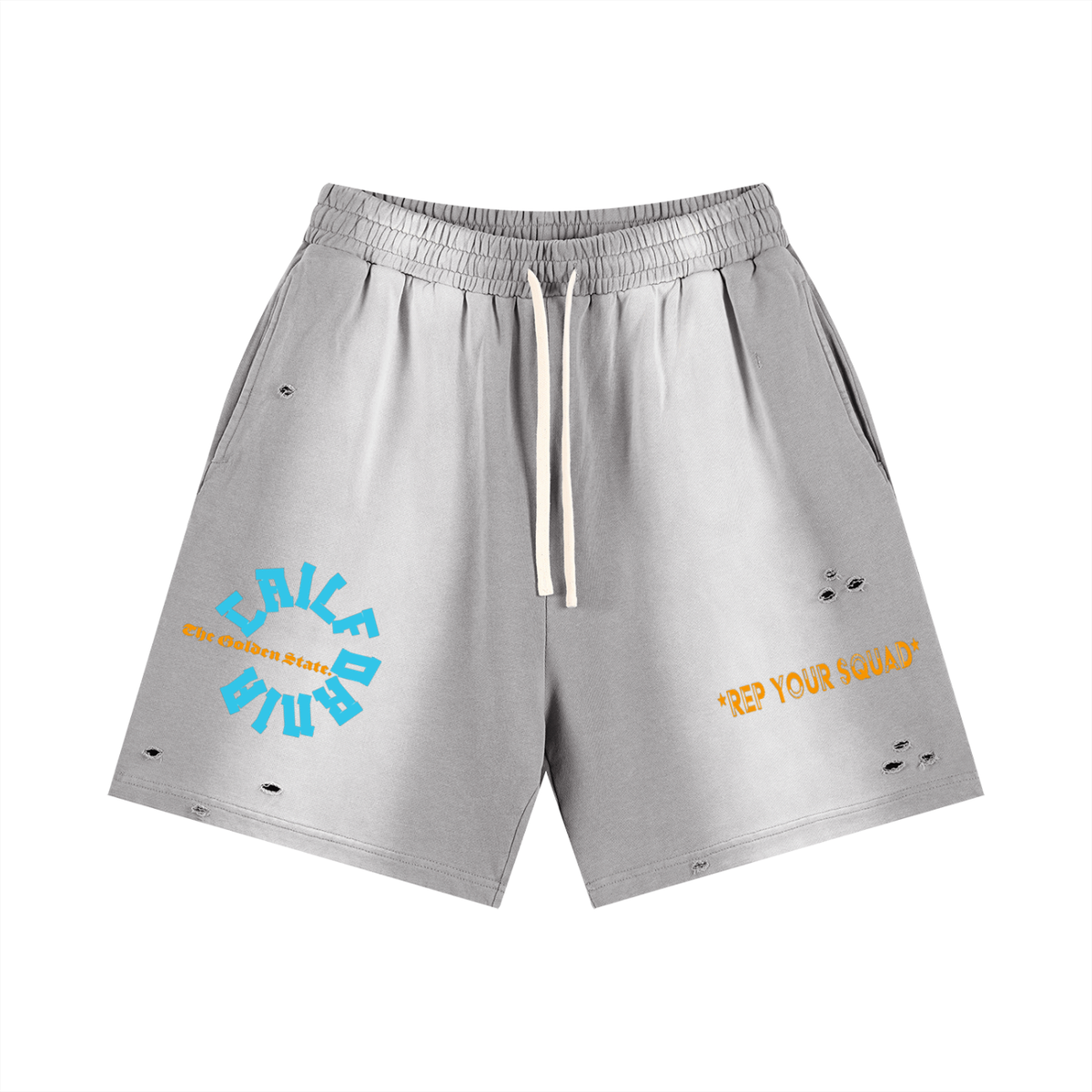 CaliforniaTheGoldenState-Sun Fade Distressed Shorts