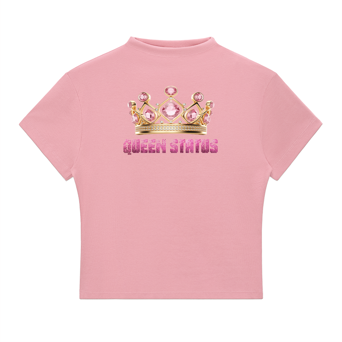"QueenStatus w/Crown" Essential Slim Fit Mock Neck T-Shirt