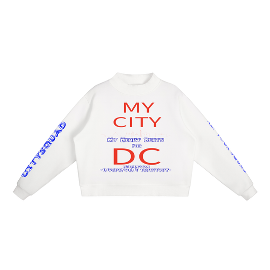 MyCityDC-Essential Fleece Mock-Neck Crew Sweatshirt