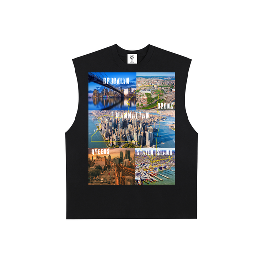 NewYorkCitiesPic-Raw Edge Cotton Tank Top