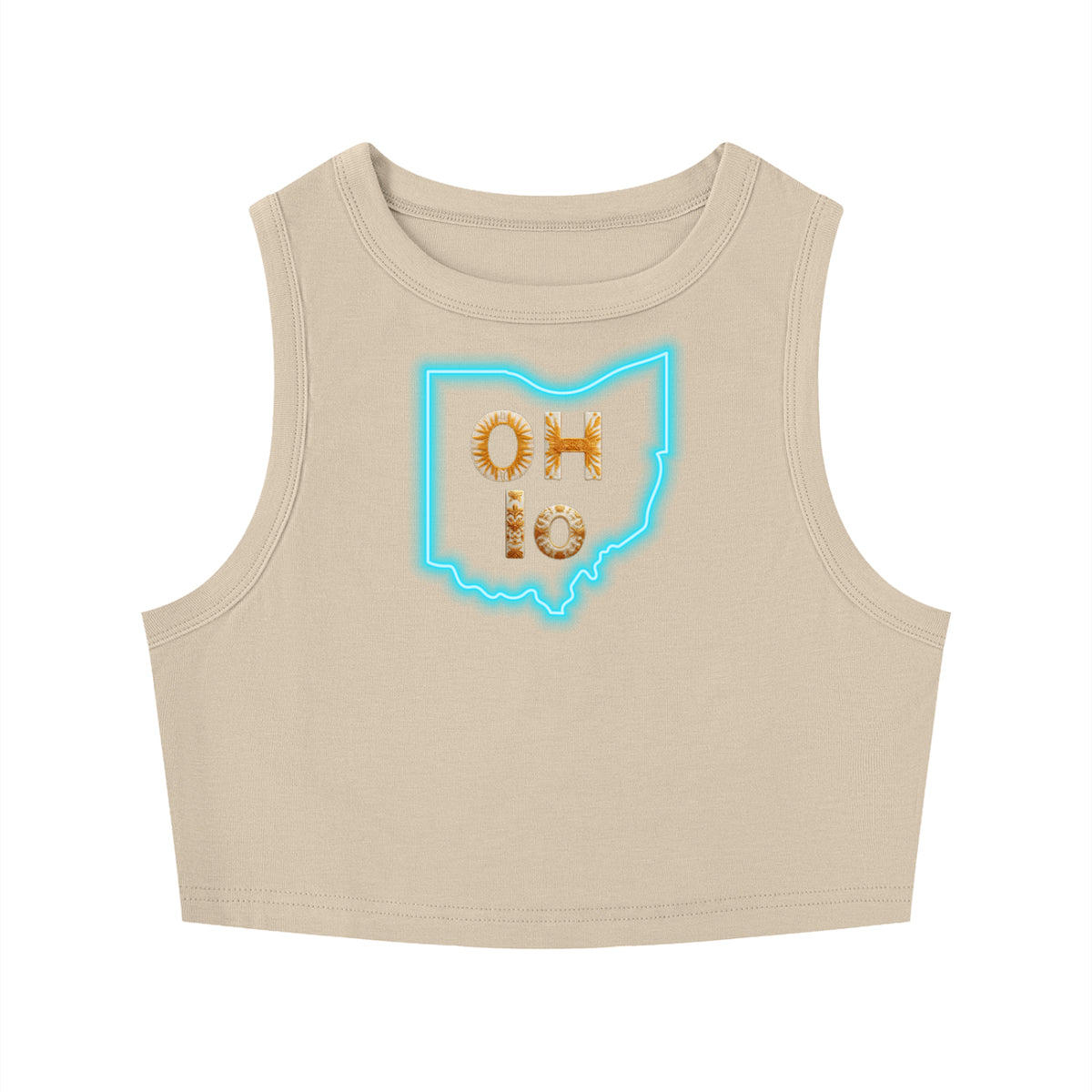 "Ohio"-Women's Tight Crewneck Crop Tank Top