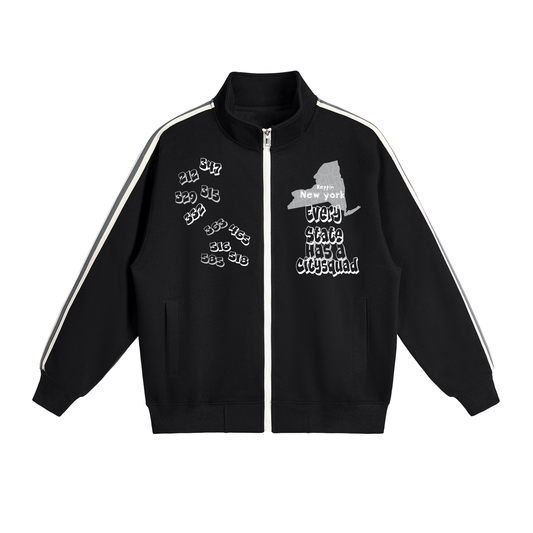 NewYorkDesign-Contrast Side-Stripe Stand Collar  Jacket