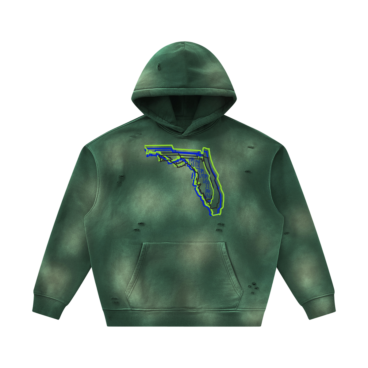 MultiColorsFlorida-Unisex Sunfade Frayed Fleece Hoodie