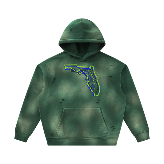 MultiColorsFlorida-Unisex Sunfade Frayed Fleece Hoodie